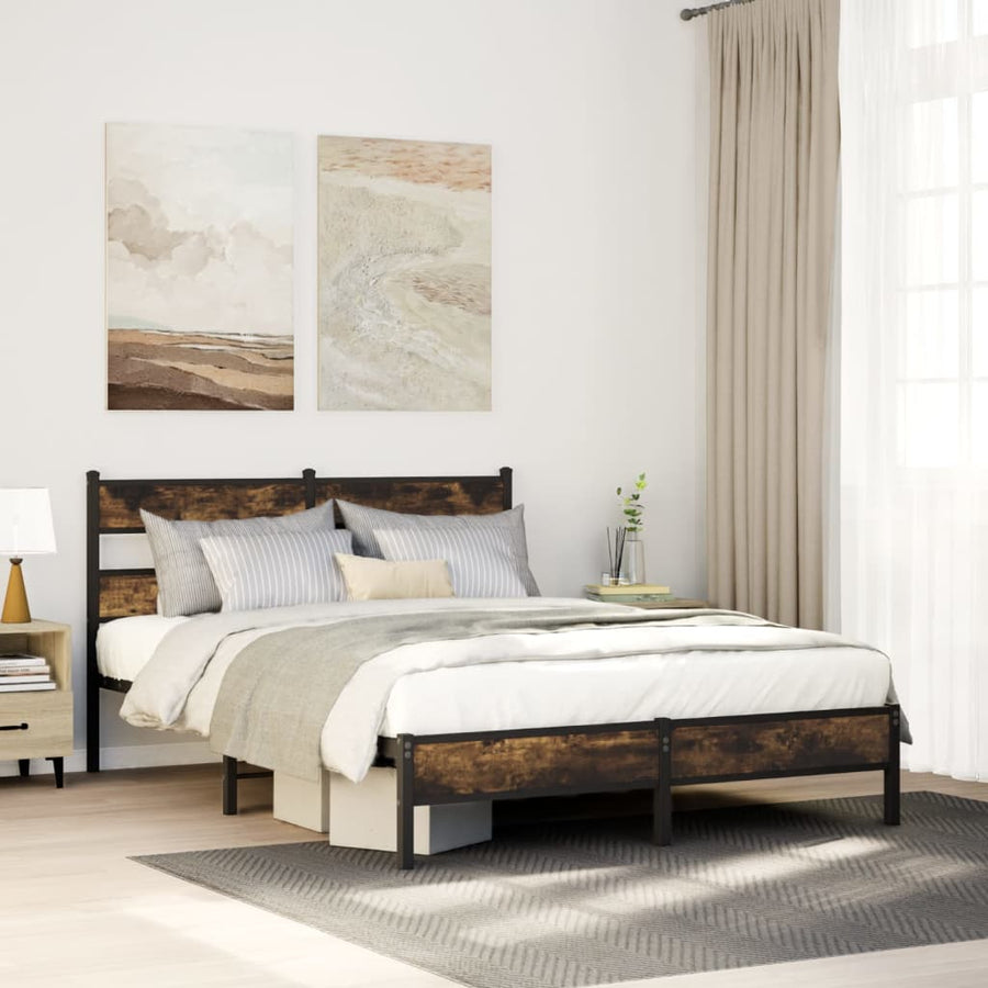 Bedframe zonder matras hout gerookt eikenkleurig 80x200 cm