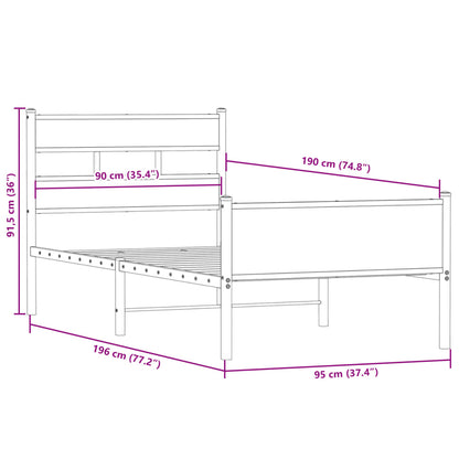 Bedframe zonder matras hout gerookt eikenkleurig 90x190 cm