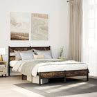 Bed frame without mattress smoked oak wood effect 90x200 cm