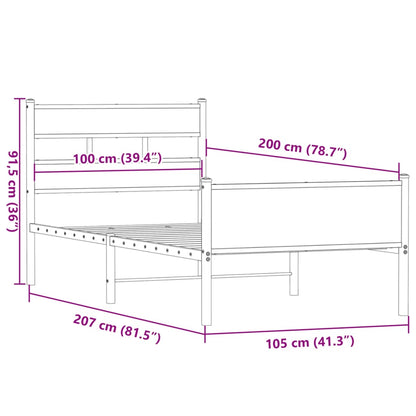 Bedframe zonder matras hout gerookt eikenkleurig 100x200 cm