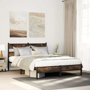 Bedframe 100x200 cm hout gerookt eikenkleurig staal