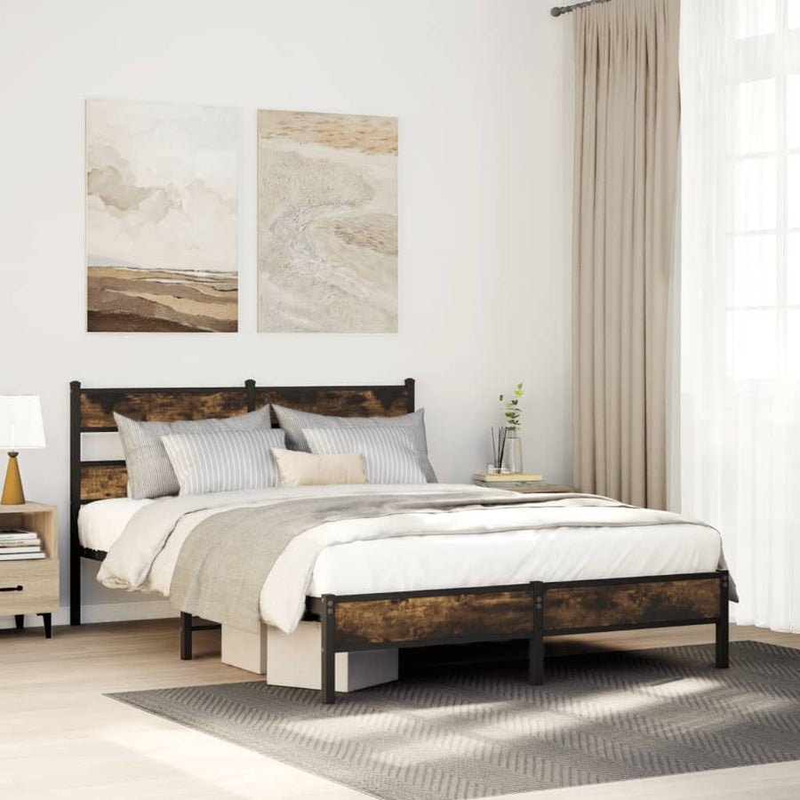 Bedframe zonder matras hout gerookt eikenkleurig 107x200 cm