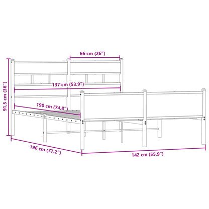 Bedframe zonder matras hout gerookt eikenkleurig 137x190 cm