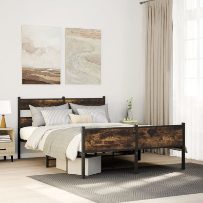 Bedframe zonder matras hout gerookt eikenkleurig 137x190 cm