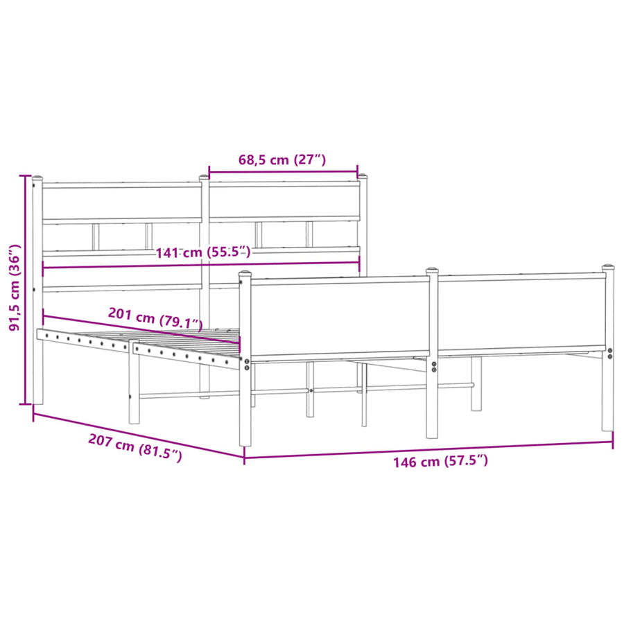 Bedframe zonder matras hout gerookt eikenkleurig 140x200 cm