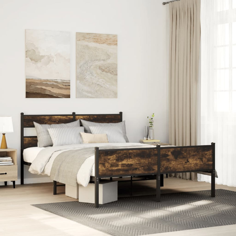 Bedframe zonder matras hout gerookt eikenkleurig 140x200 cm