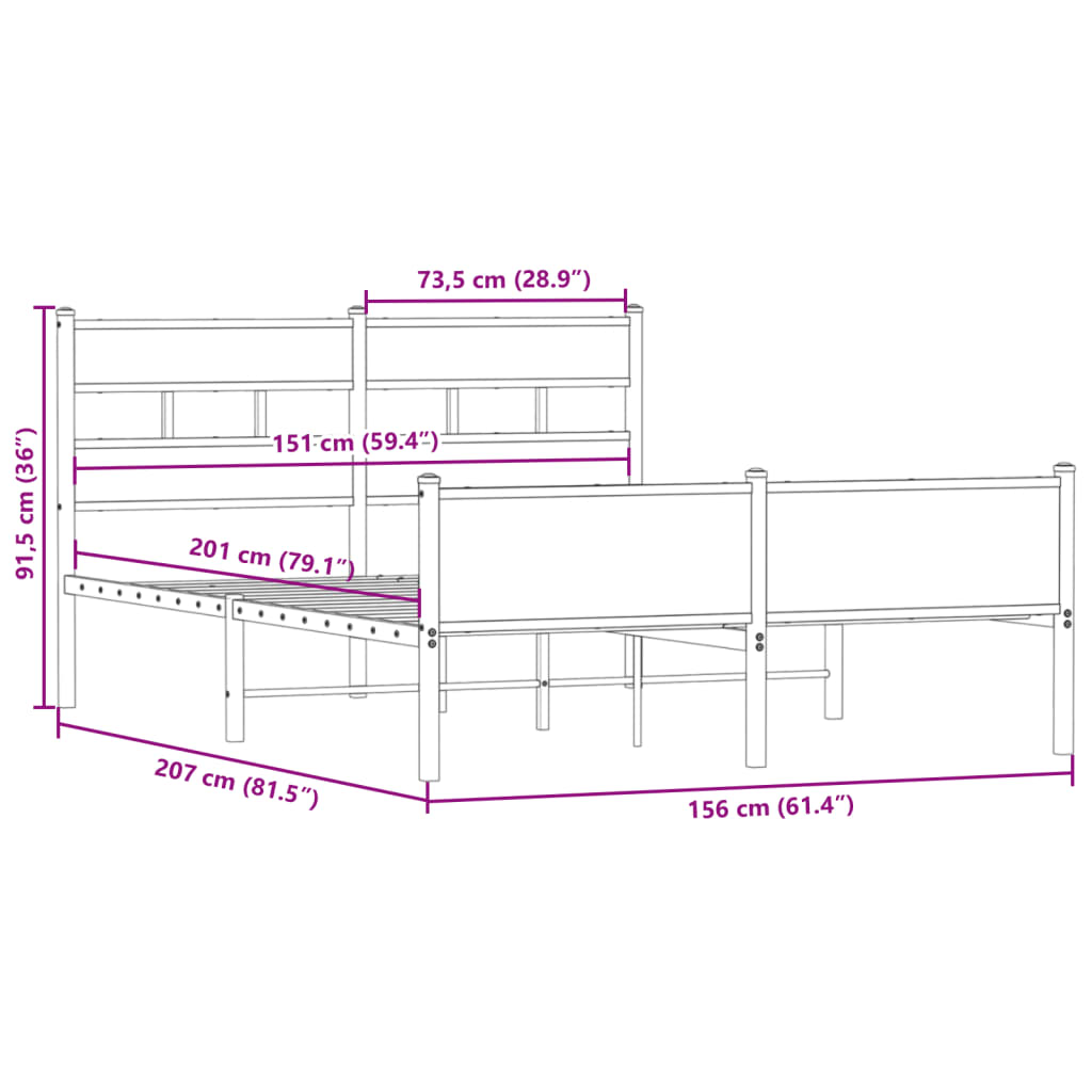 Bedframe zonder matras hout gerookt eikenkleurig 150x200 cm