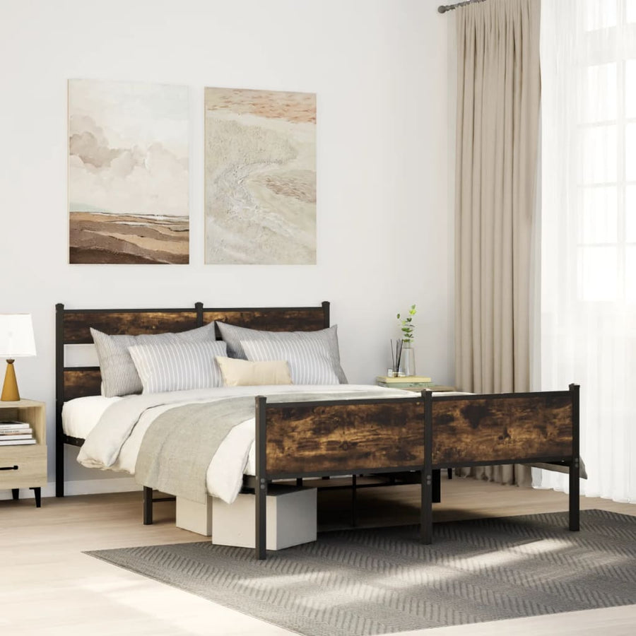 Bedframe zonder matras hout gerookt eikenkleurig 150x200 cm