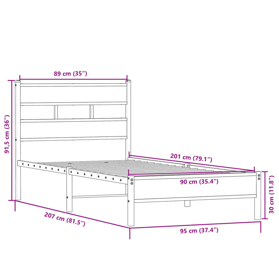 Bedframe zonder matras hout sonoma eikenkleurig 90x200 cm