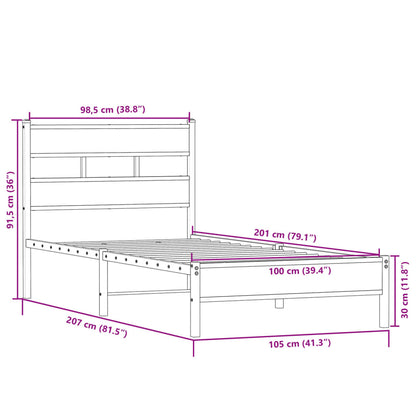 Bedframe zonder matras hout sonoma eikenkleurig 100x200 cm