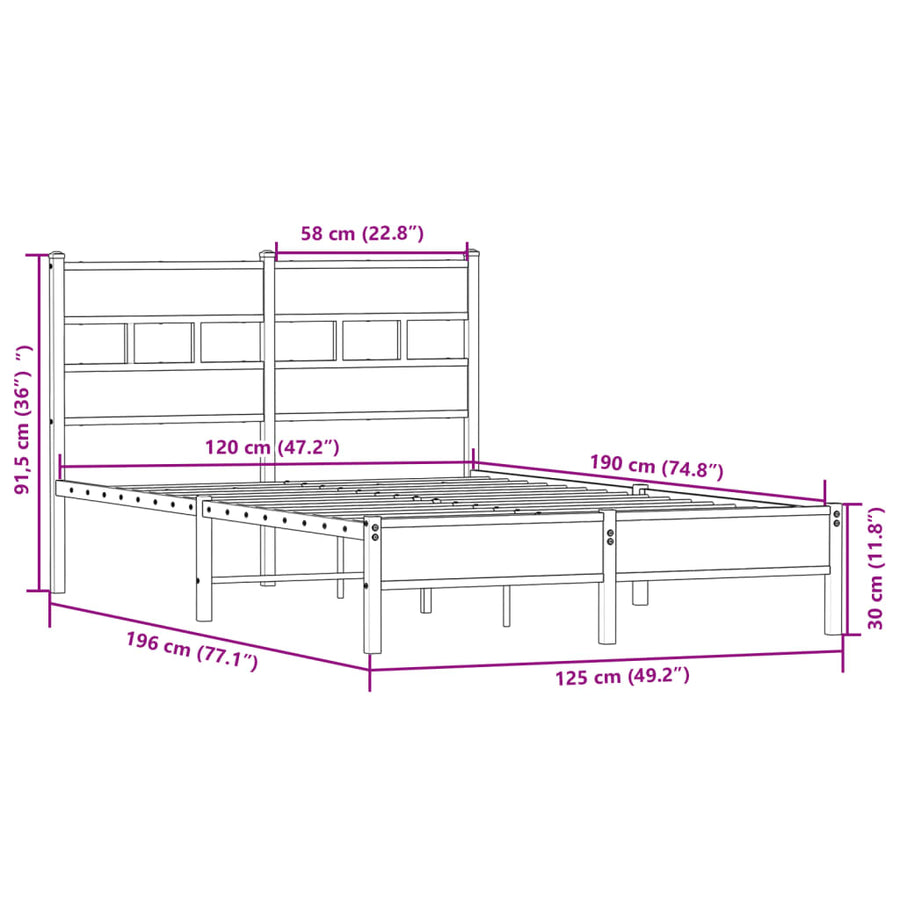 Bedframe zonder matras hout sonoma eikenkleurig 120x190 cm