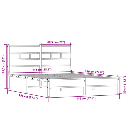 Bedframe zonder matras hout sonoma eikenkleurig 140x190 cm