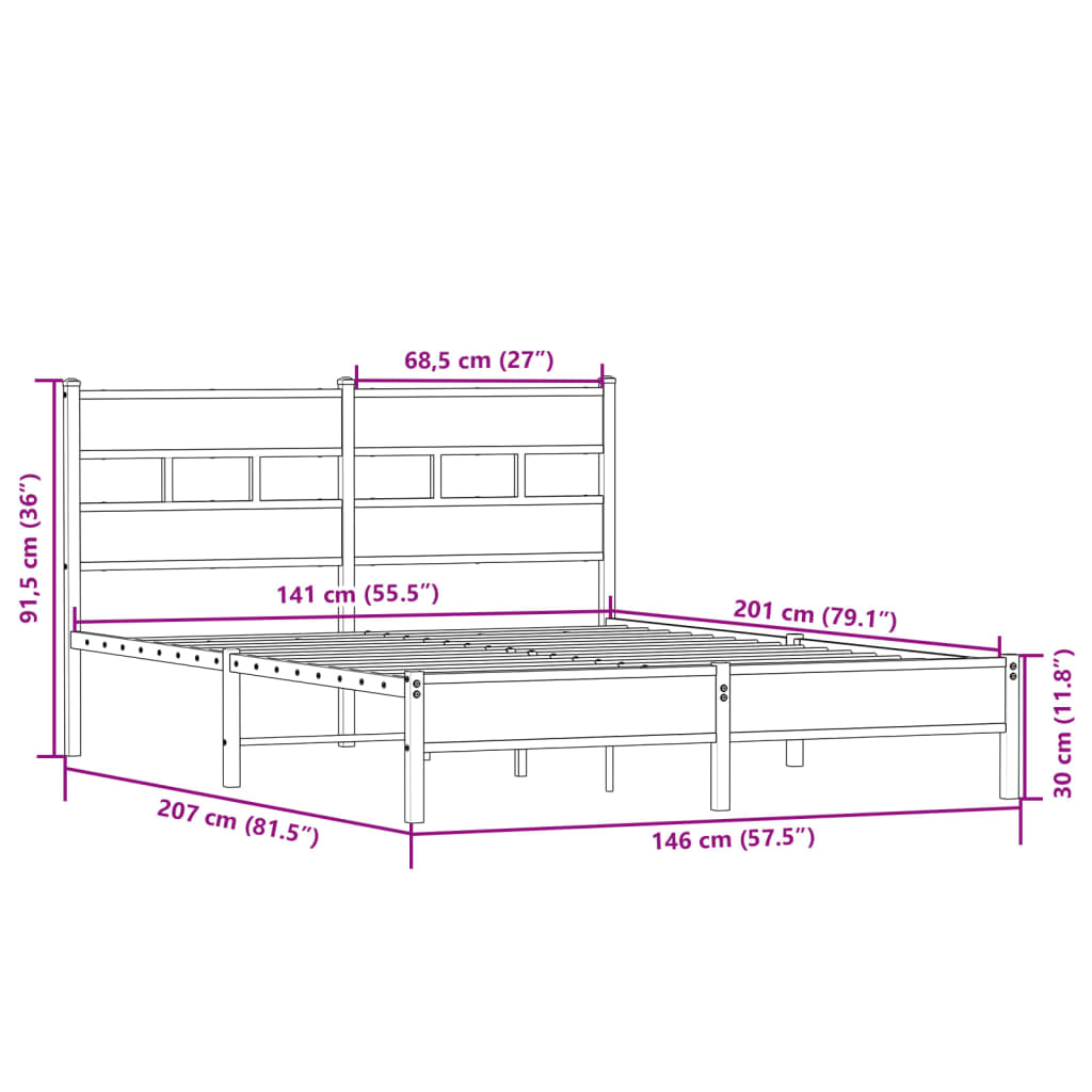Bedframe zonder matras hout sonoma eikenkleurig 140x200 cm
