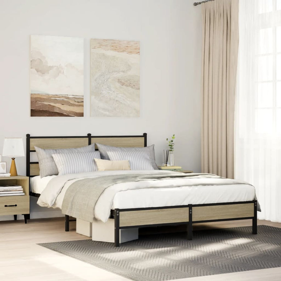 Bedframe zonder matras hout sonoma eikenkleurig 140x200 cm