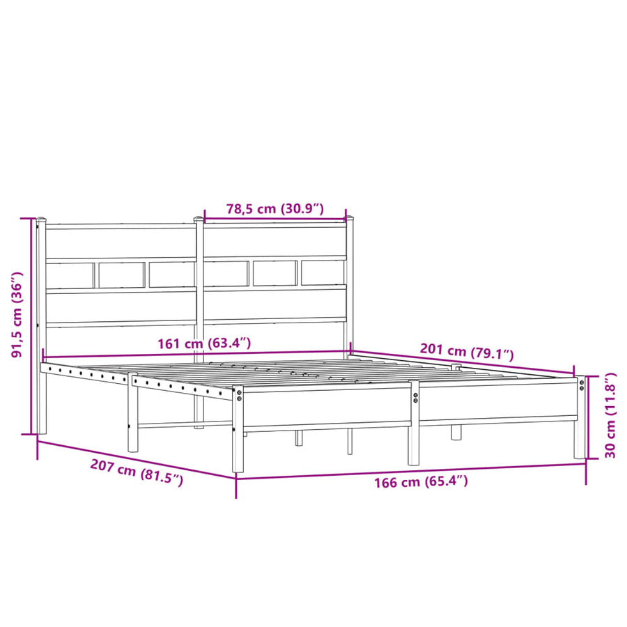 Bedframe zonder matras hout sonoma eikenkleurig 160x200 cm