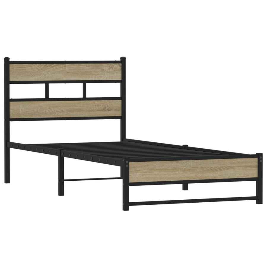 Bedframe zonder matras metaal sonoma eikenkleurig 75x190 cm