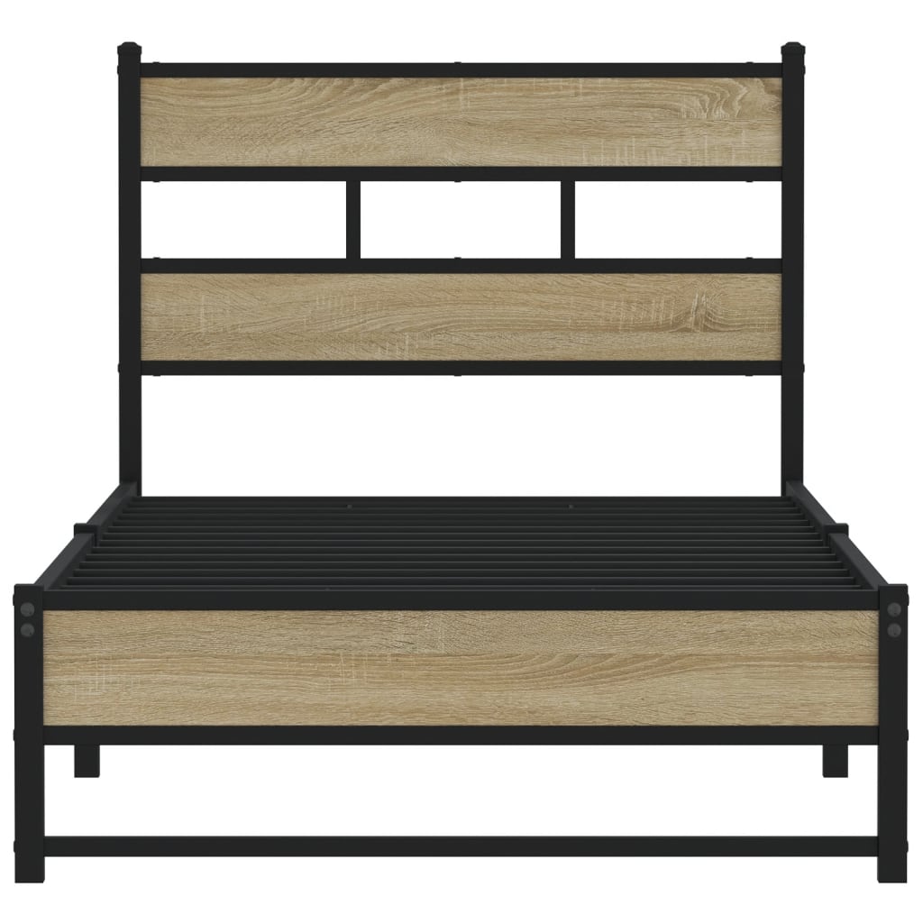 Bedframe zonder matras metaal sonoma eikenkleurig 75x190 cm