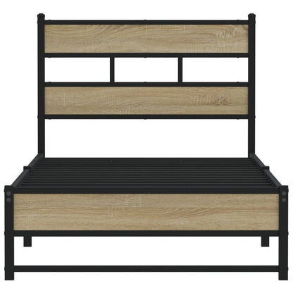 Bedframe zonder matras metaal sonoma eikenkleurig 75x190 cm