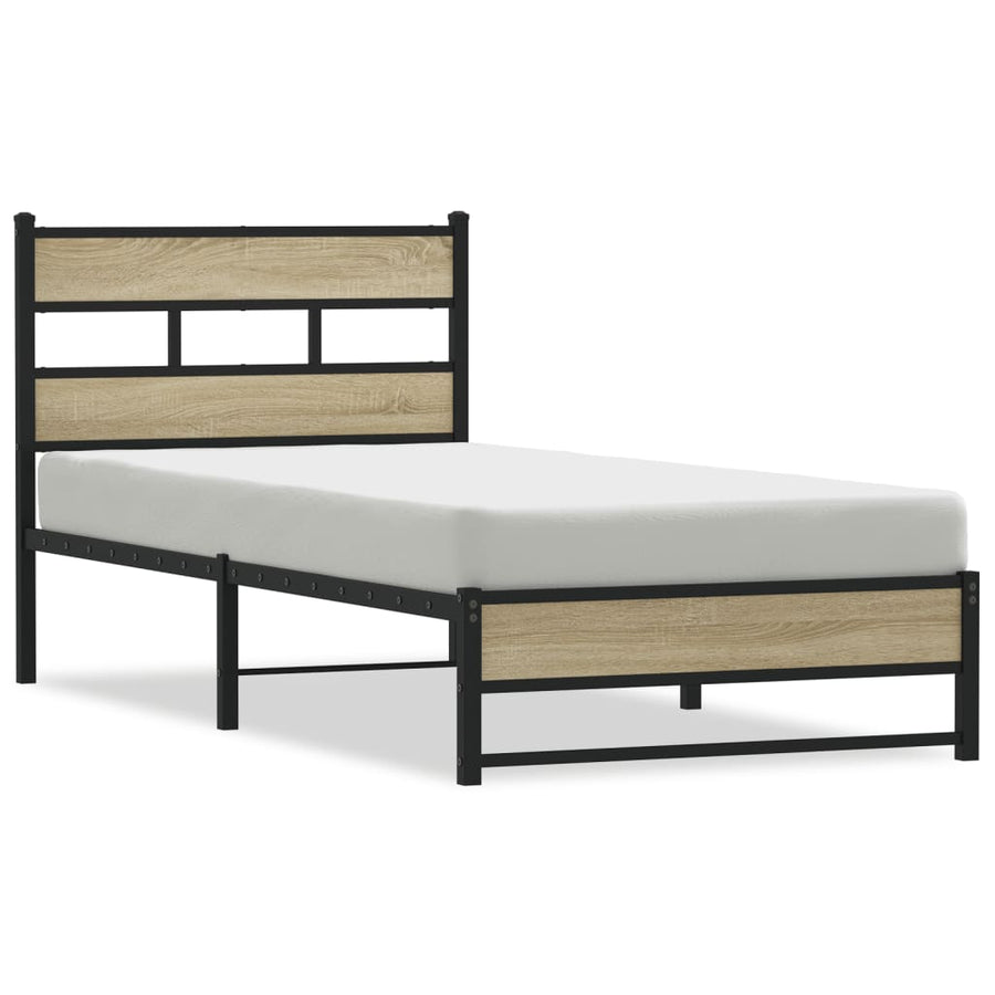 Bedframe zonder matras metaal sonoma eikenkleurig 80x200 cm