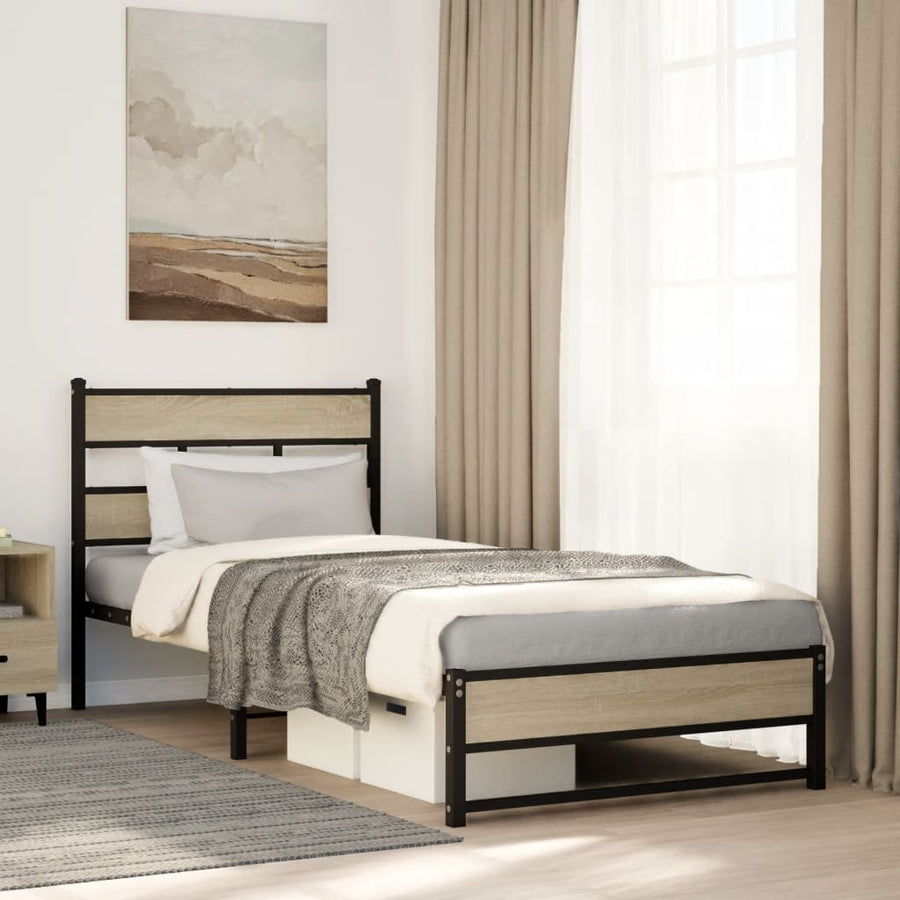 Bedframe zonder matras metaal sonoma eikenkleurig 80x200 cm