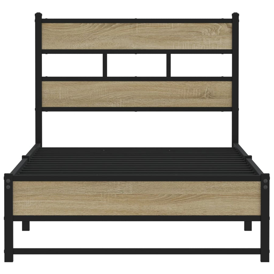 Bedframe Zonder Matras Metaal Kleur 90 x 200 cm Sonoma eiken