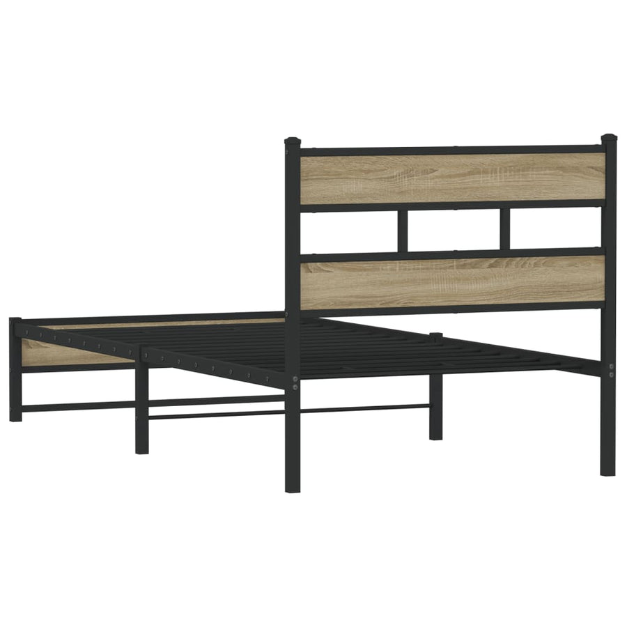 Bedframe Zonder Matras Metaal Kleur 90 x 200 cm Sonoma eiken