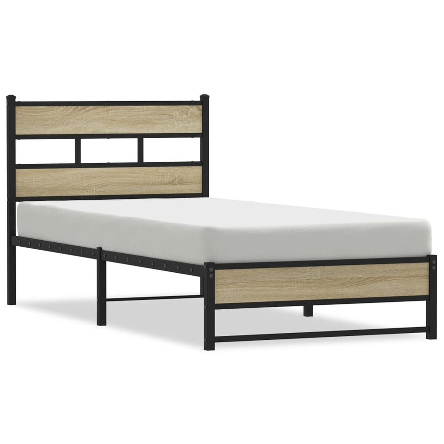 Bedframe zonder matras metaal sonoma eikenkleurig 100x190 cm