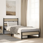 Bedframe metaal sonoma eiken 100x190 cm