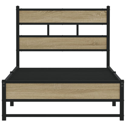 Bedframe zonder matras metaal sonoma eikenkleurig 107x203 cm