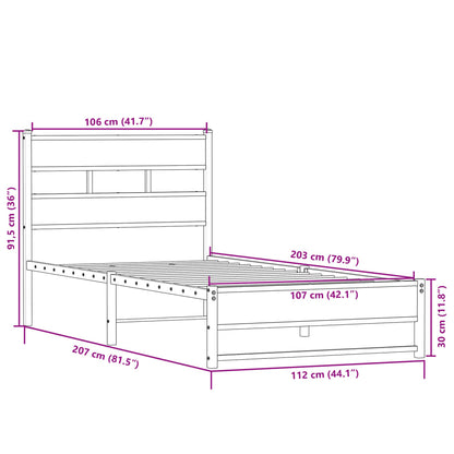 Bedframe zonder matras metaal sonoma eikenkleurig 107x203 cm