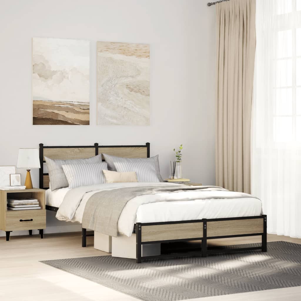 Bedframe zonder matras metaal sonoma eikenkleurig 120x190 cm
