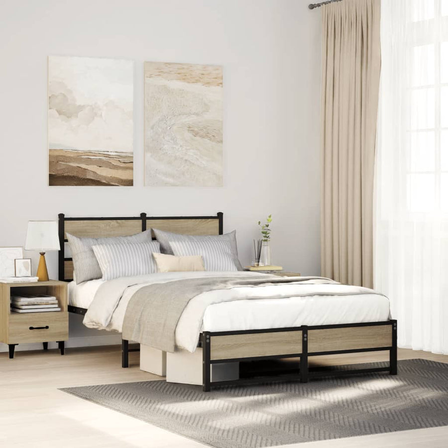 Bedframe zonder matras metaal sonoma eikenkleurig 120x190 cm
