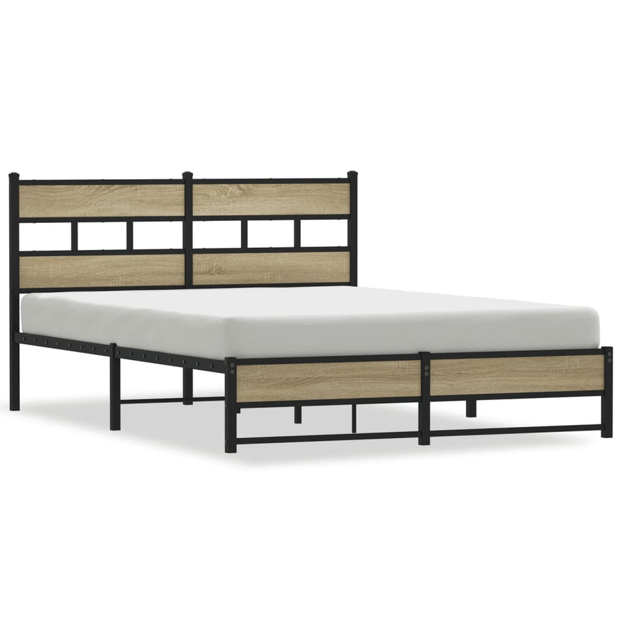 Bedframe zonder matras metaal sonoma eikenkleurig 135x190 cm