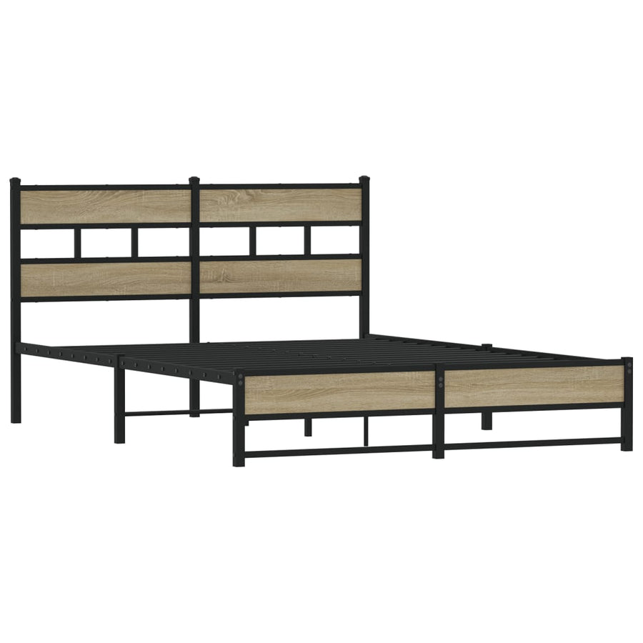 Bedframe zonder matras metaal sonoma eikenkleurig 135x190 cm