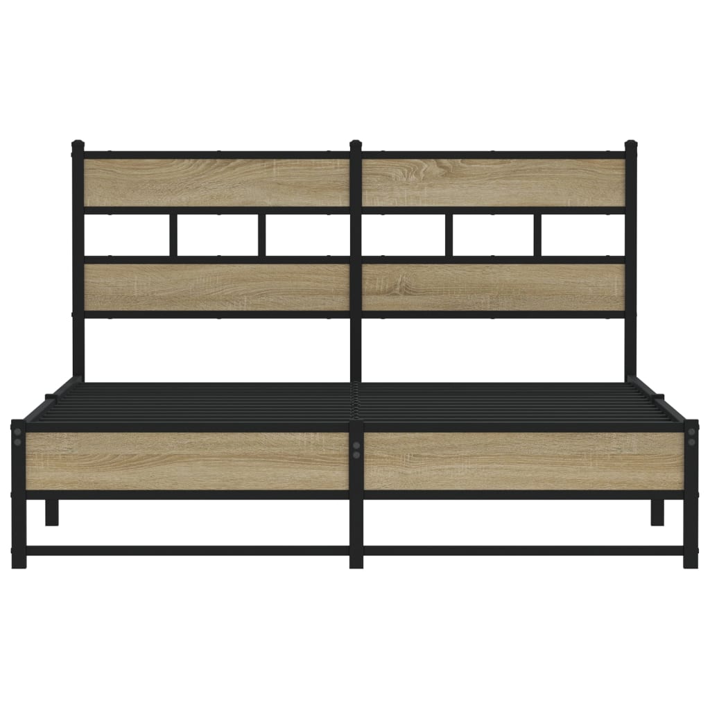 Bedframe zonder matras metaal sonoma eikenkleurig 135x190 cm
