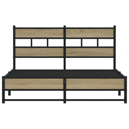 Bedframe zonder matras metaal sonoma eikenkleurig 135x190 cm