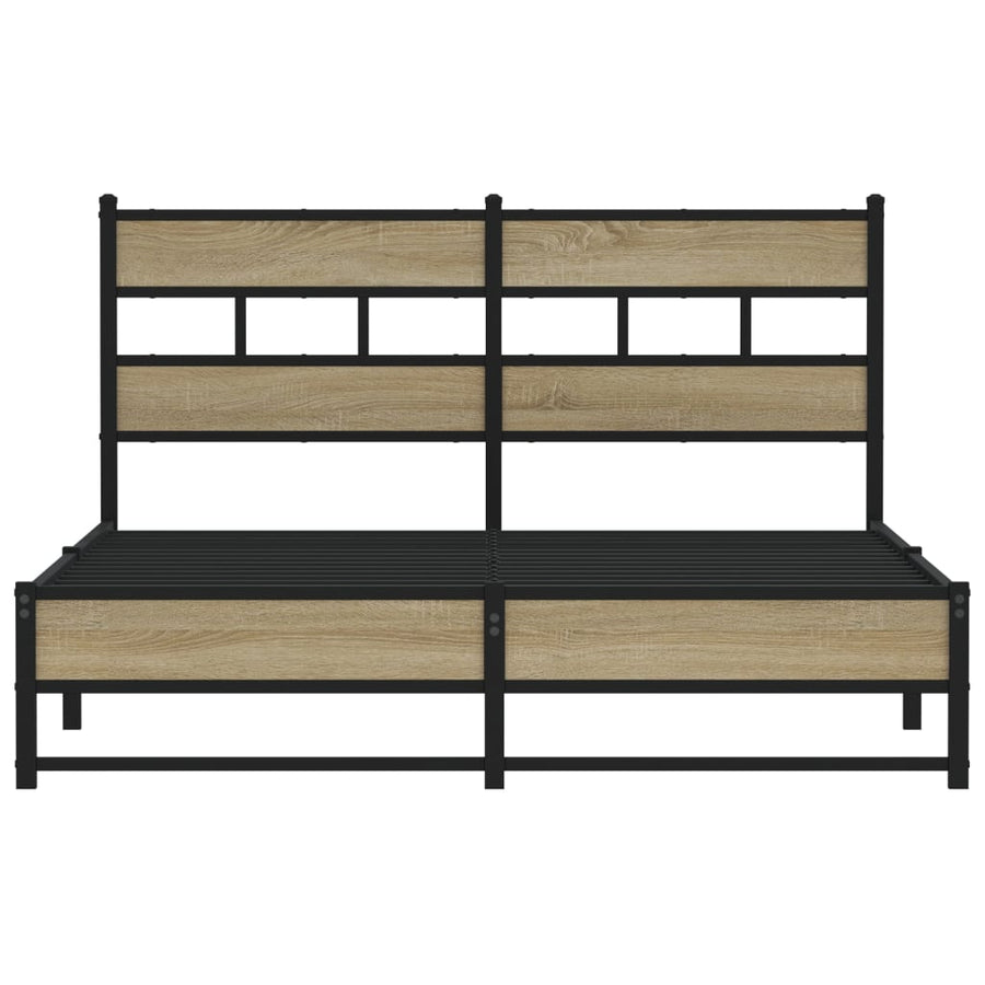 Bedframe zonder matras metaal sonoma eikenkleurig 135x190 cm