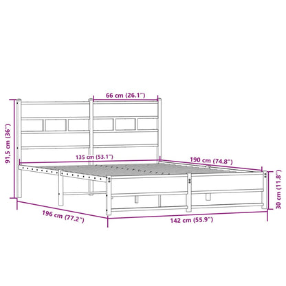 Bedframe zonder matras metaal sonoma eikenkleurig 135x190 cm