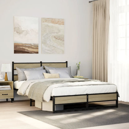 Bedframe zonder matras metaal sonoma eikenkleurig 140x190 cm