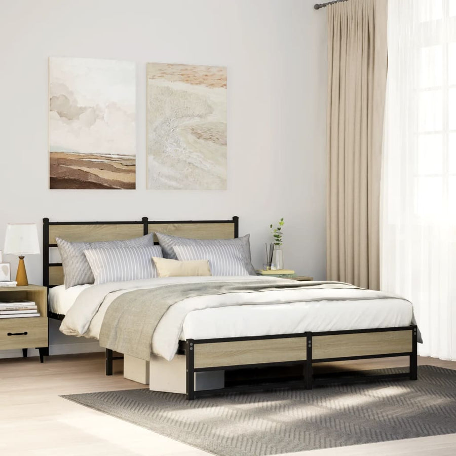 Bedframe zonder matras metaal sonoma eikenkleurig 140x190 cm