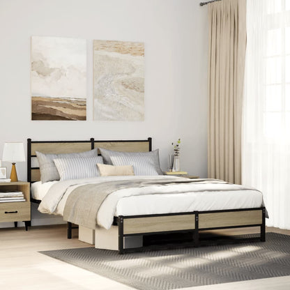 Bedframe zonder matras metaal sonoma eikenkleurig 140x200 cm