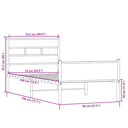 Bedframe zonder matras hout sonoma eikenkleurig 75x190 cm