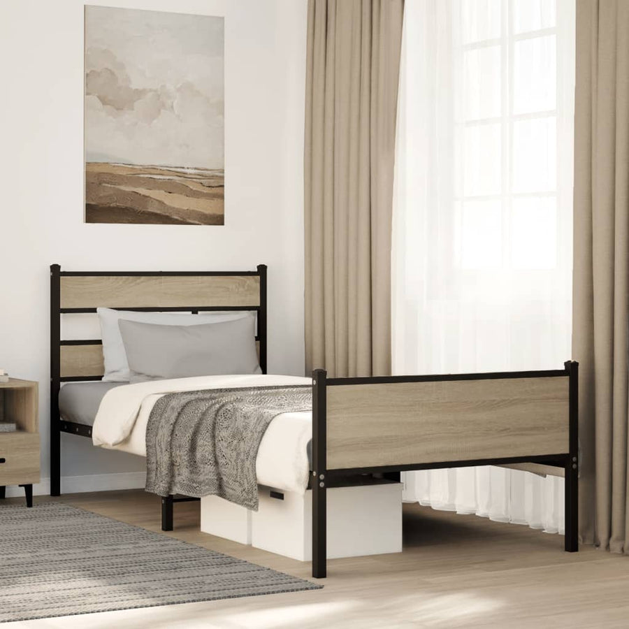 Bedframe Zonder Matras Hout Kleurig 90 x 190 cm Sonoma eiken