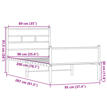Bedframe zonder matras hout sonoma eikenkleurig 90x200 cm
