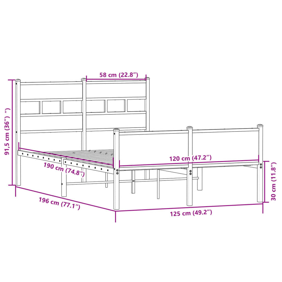 Bedframe zonder matras hout sonoma eikenkleurig 120x190 cm