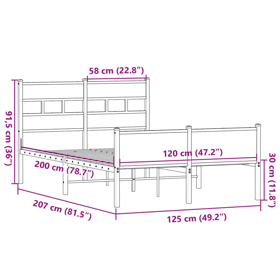 Bedframe zonder matras hout sonoma eikenkleurig 120x200 cm