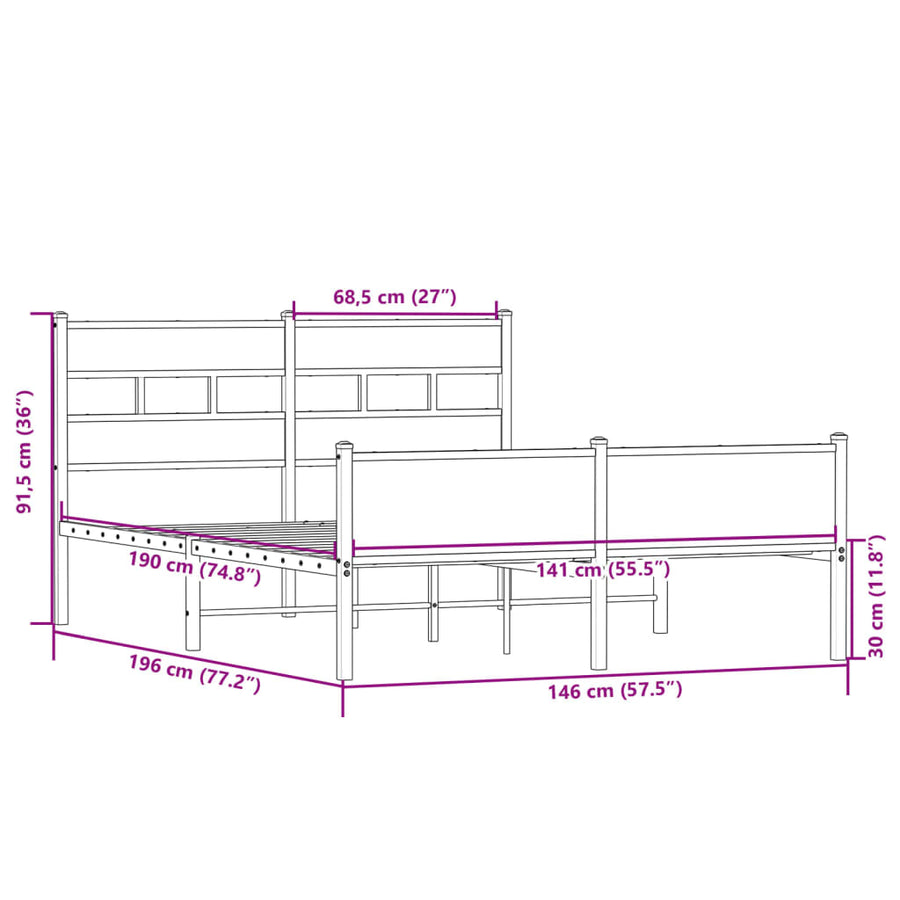 Bedframe zonder matras hout sonoma eikenkleurig 140x190 cm