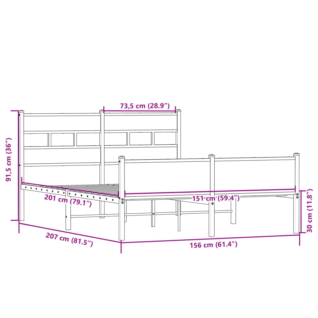 Bedframe zonder matras hout sonoma eikenkleurig 150x200 cm