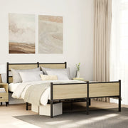 Bedframe 150x200 cm hout sonoma eiken staal