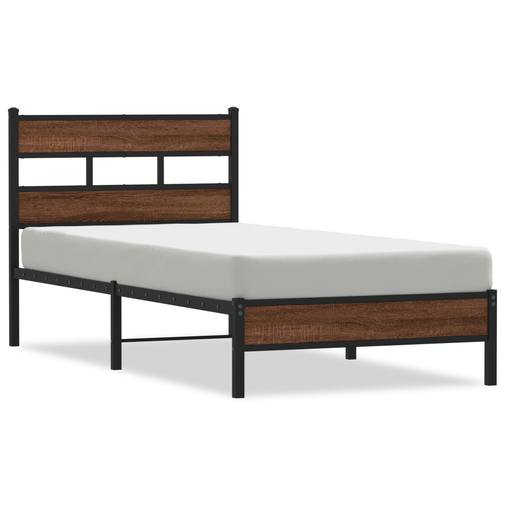 Bedframe zonder matras bewerkt hout bruin eikenkleur 75x190 cm